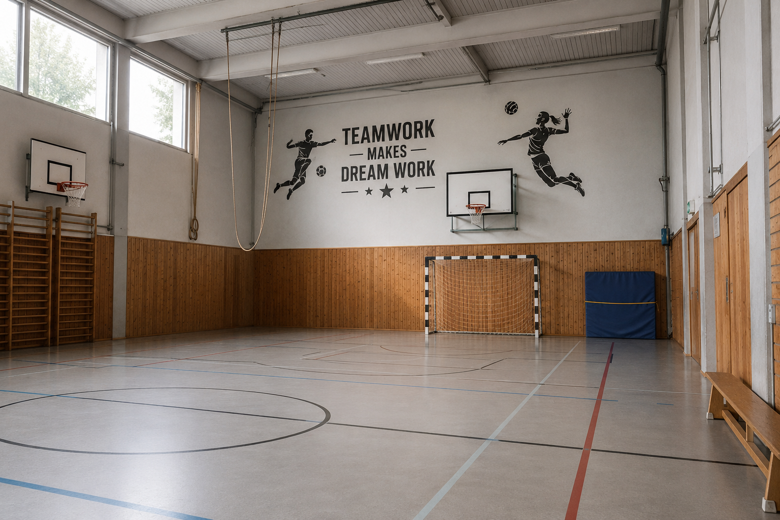Welt: Sporthalle Teamwork.