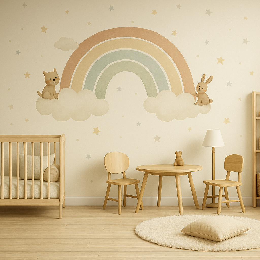 Welt: Babyzimmer Regenbogen.